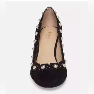Botkier New York Holly Imitation Pearl Pump Suede Black Sz 9